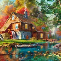 Moulin à eau en automne