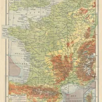 Carte de la France Physique - Larousse, 1925