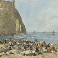 Eugène Boudin: Les Blanchisseuses de la Plage d'Etretat, 1894