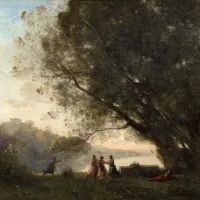 Jean-Baptiste-Camille Corot : Danse sous les Arbres au Bord du Lac, 1865-1870