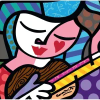 Romero Britto - Girl with guitar