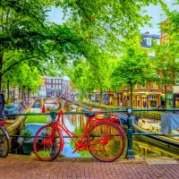 The Red Bike in Amsterdam