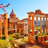 Roman Ruins in Spring, Italy