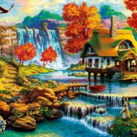 Country House by the Water Fall