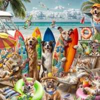 Chiens et Chats à la Plage