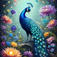 Flowers & Peacock