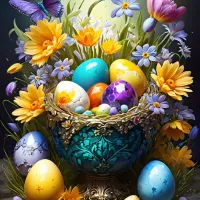 Oeufs de Pâques et Fleurs