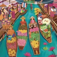 Marché Flottant en Thaïlande