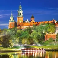 Pologne, Cracovie : Château Wawel la Nuit