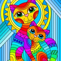 Inseparable Cat and Kitten