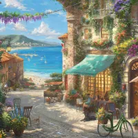 Thomas Kinkade - Café sur la Côte Italienne