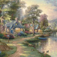 Puzzle en bois - Le Village au Bord du Lac