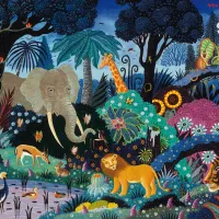 Puzzle en Bois Découpé à la Main - Nuit Dans La Jungle