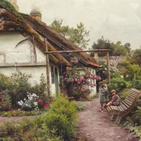 Peder Mørk Mønsted - Children in the Flower Garden