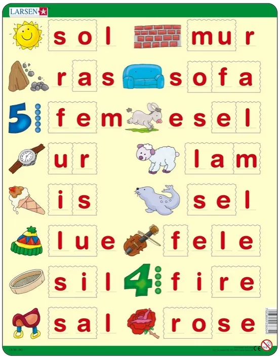 Puzzle Cadre - Lær å lese (små bokstaver) (en Norvégien)