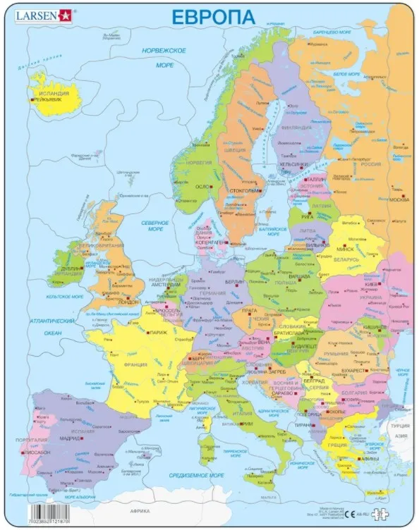 Puzzle Cadre - Carte de l'Europe en Russe