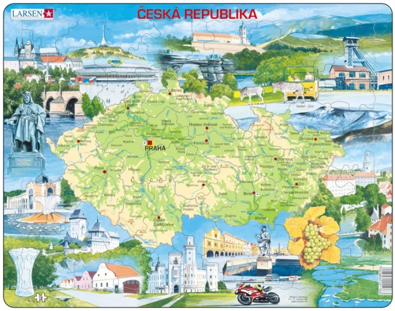 Puzzle Cadre - Carte de la République Tchèque (en Tchèque)
