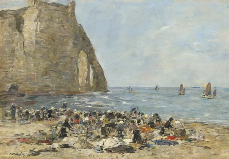 Eugène Boudin: Les Blanchisseuses de la Plage d'Etretat, 1894