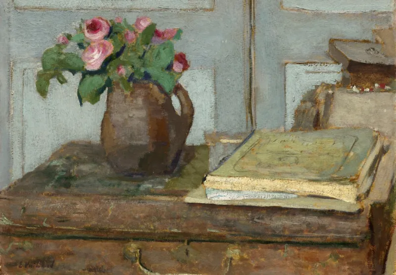 Edouard Vuillard : La palette de l'Artiste et un Vase avec des Roses, 1898
