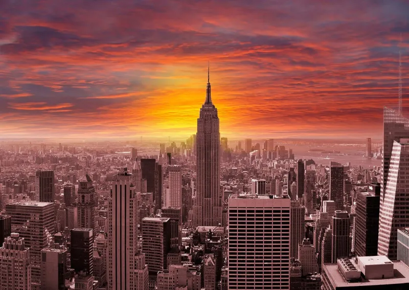 Sunset Over New York Skyline