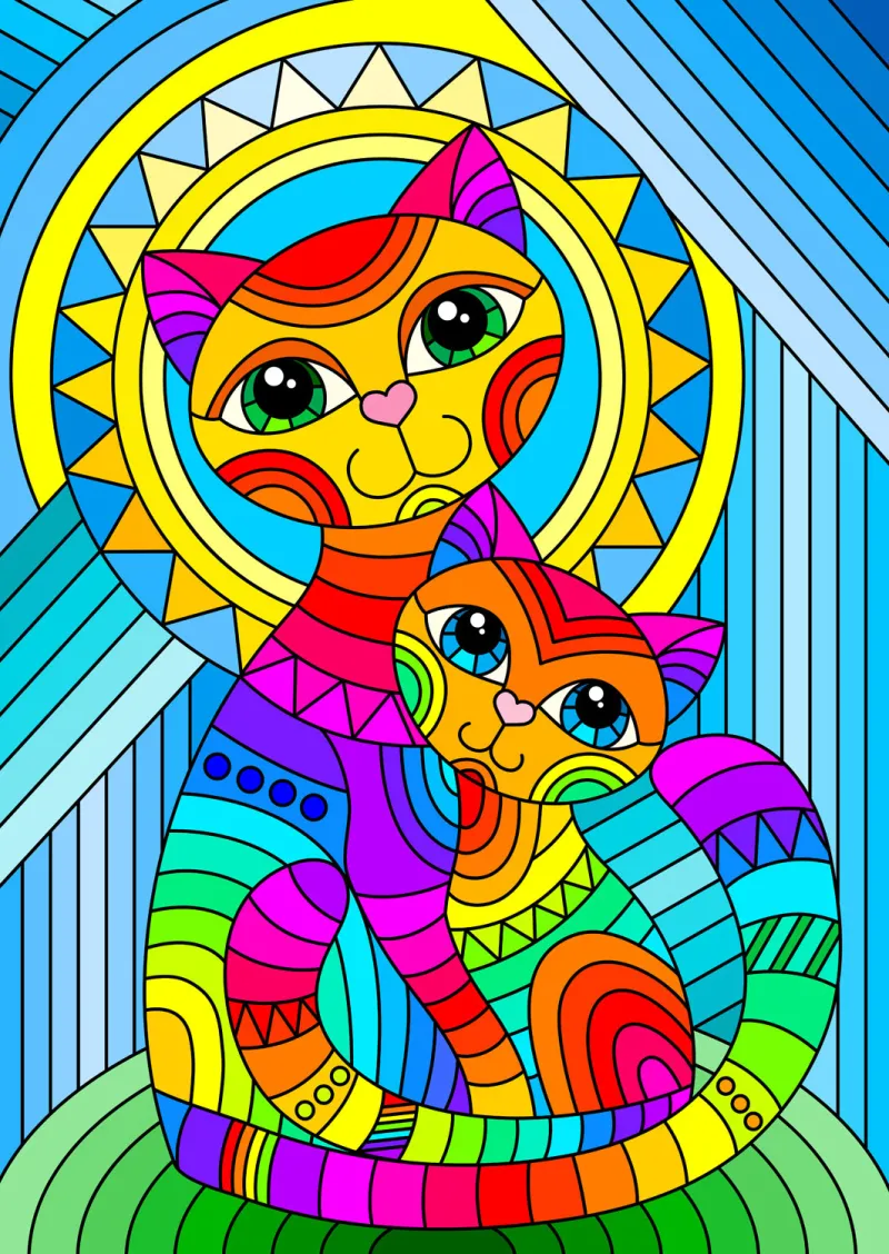 Inseparable Cat and Kitten