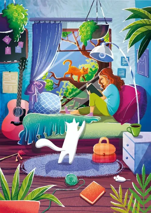 Fille et Chats