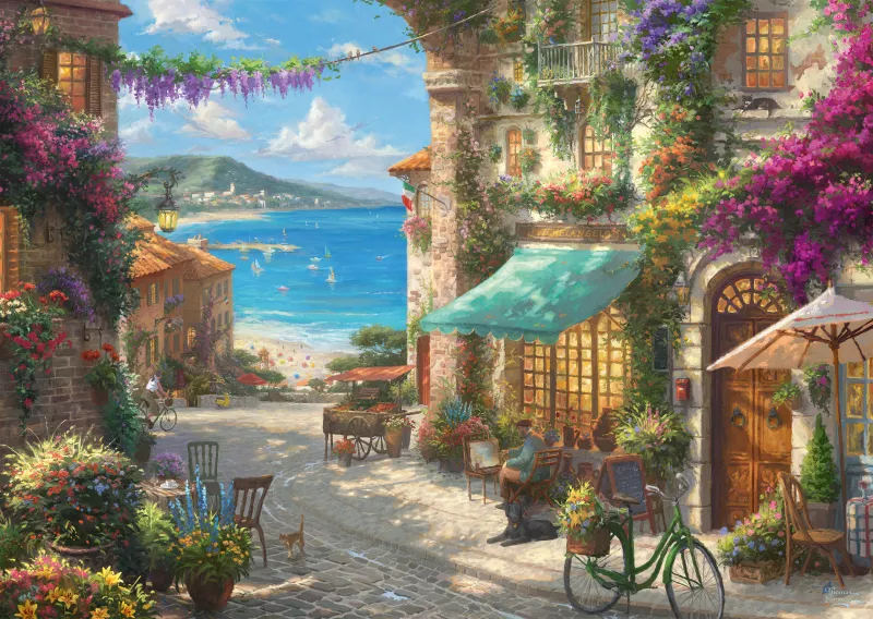 Thomas Kinkade - Café sur la Côte Italienne