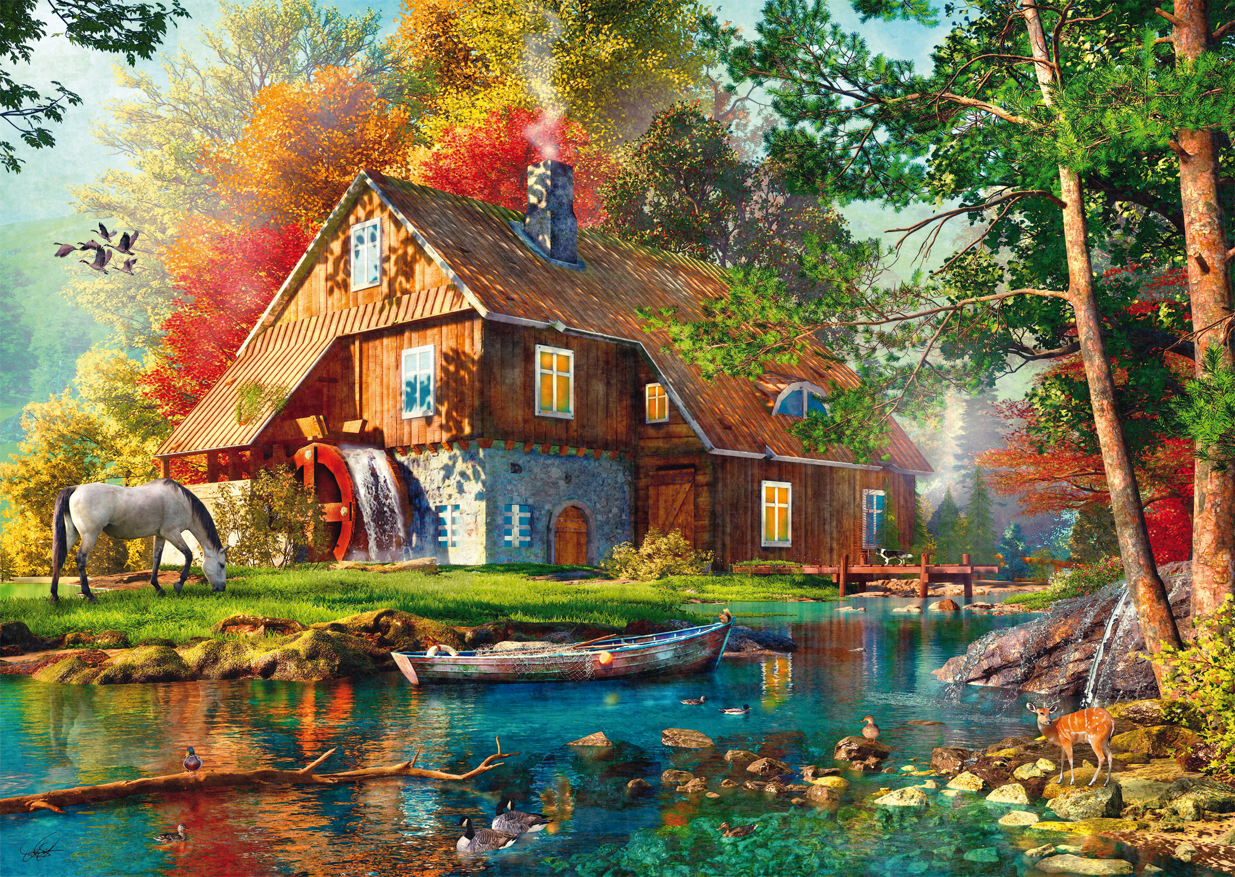 Moulin à eau en automne