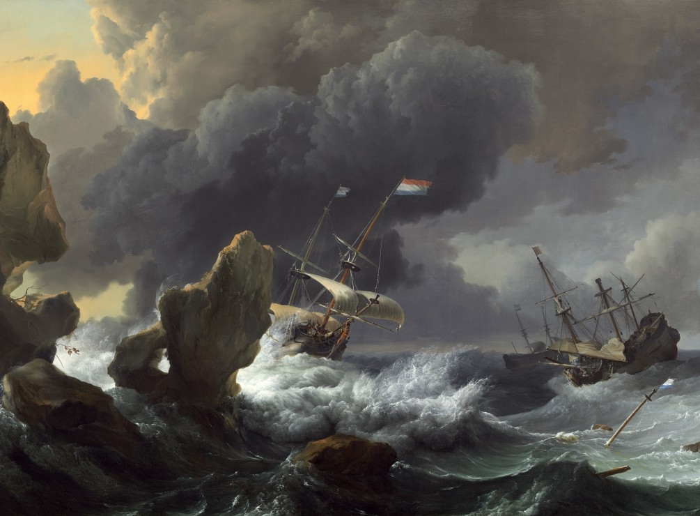 Ludolf Backhuysen : Ships in Distress off a Rocky Coast, 1667