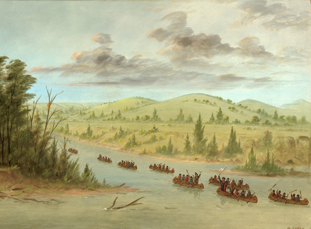 George Catlin : L'expedition de La Salle En entrant dans le Mississippi à Canoës le 6 février 1682,