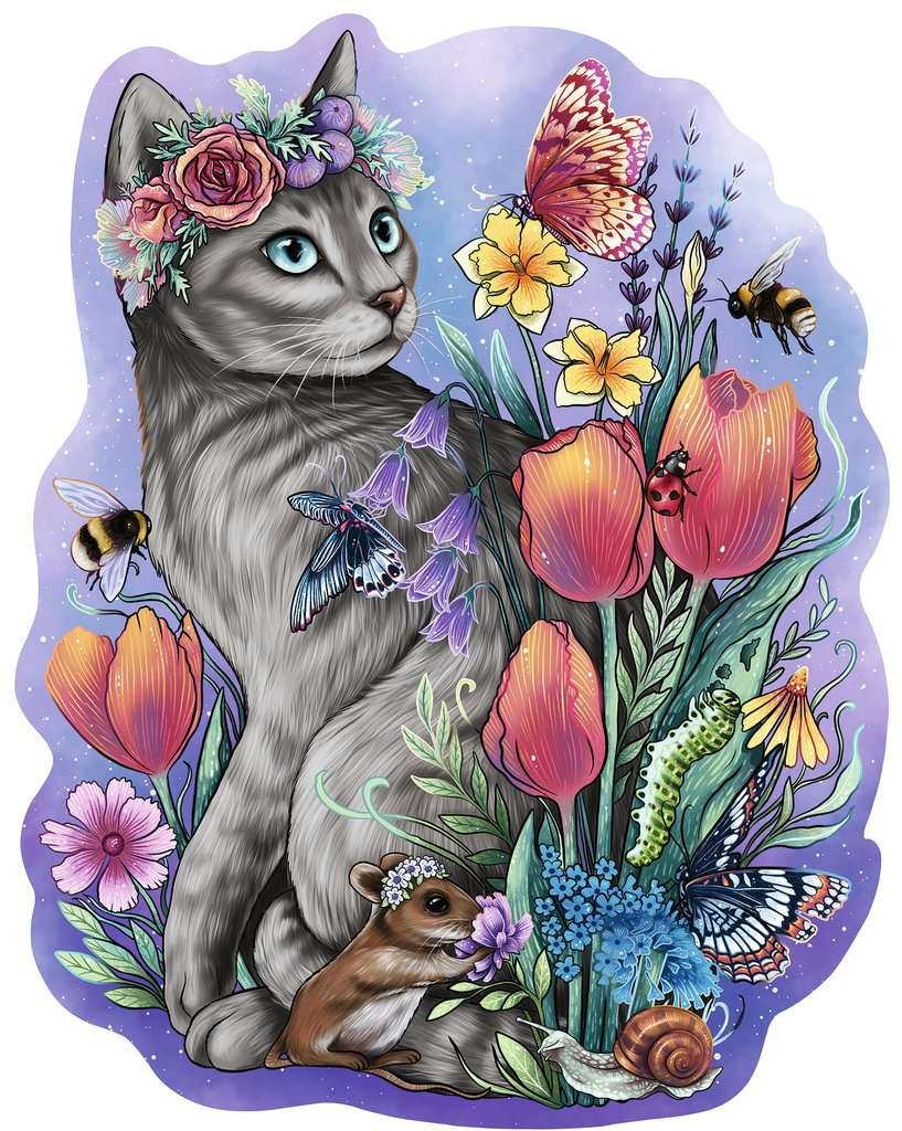 Puzzle en Bois - Chat Printanier