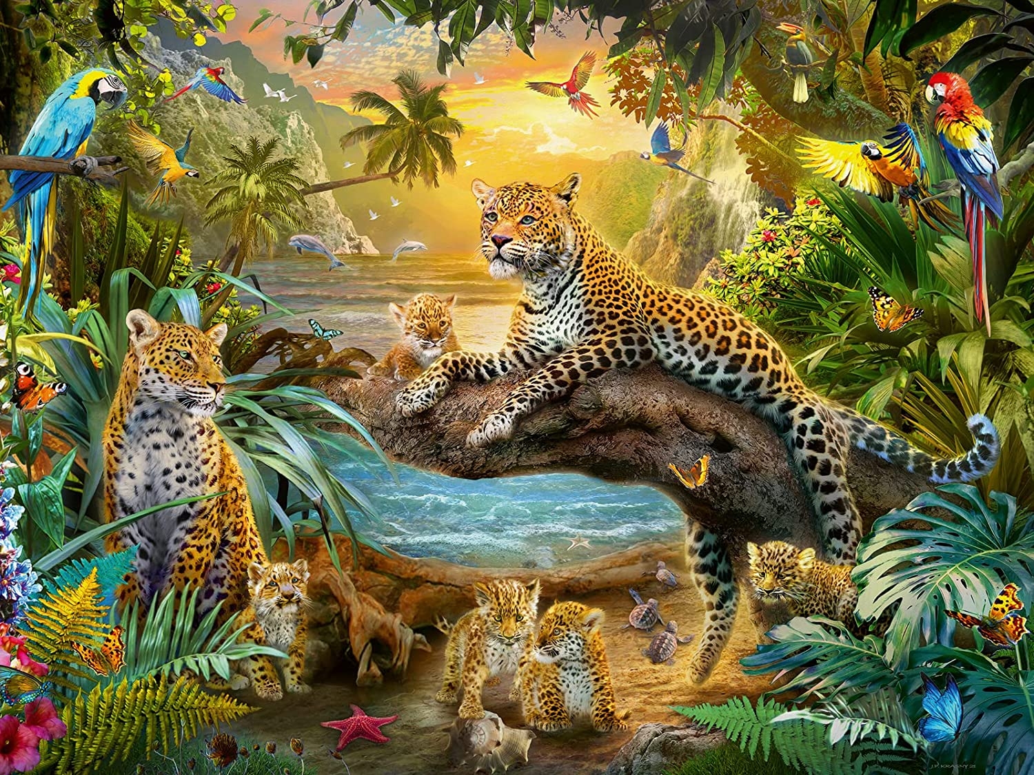 Famille de Léopards dans la Jungle