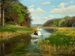 Hans Andersen Brendekilde: A You Couple in a Rowing Boat on Odense