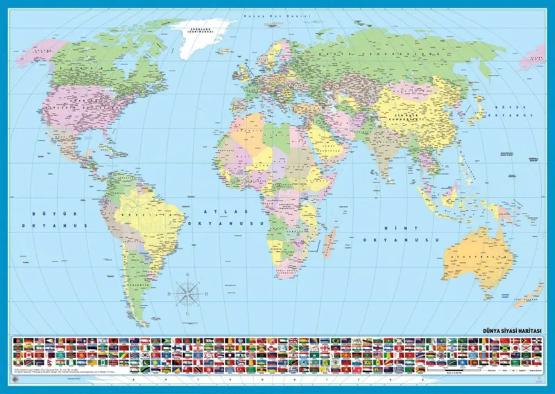 Puzzle Carte du Monde (en Turc) - 200 à 499 pièces