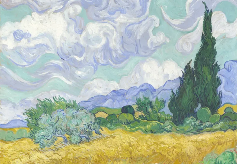 Vincent Van Gogh - Champ de Blé avec Cyprès, 1899