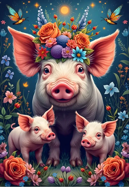 Famille Cochon en Promenade