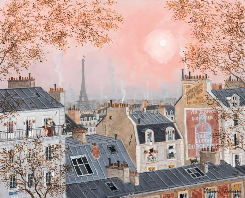 Puzzle en Bois Découpé à la Main - Ciel Rose En Hiver