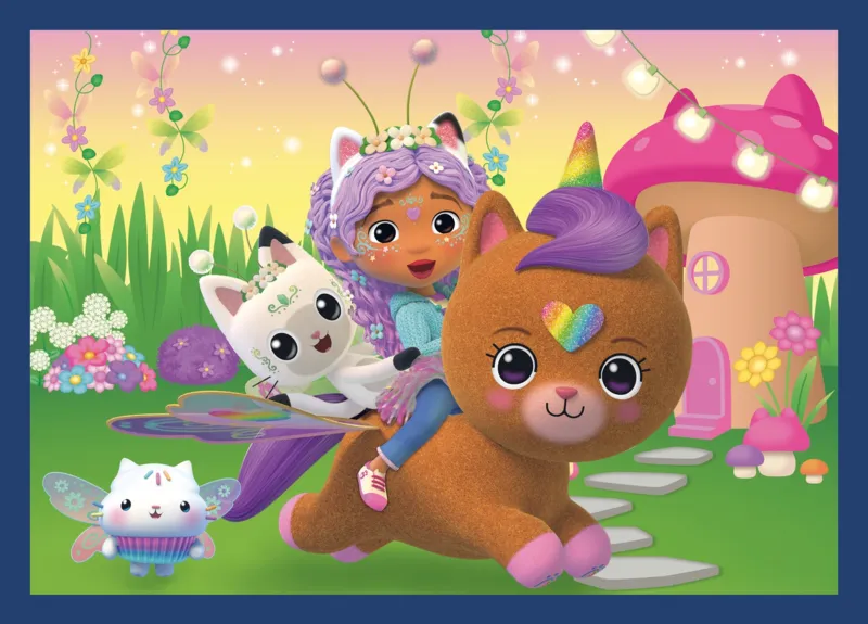 4 Puzzles - Playful Cats + 1 Poster