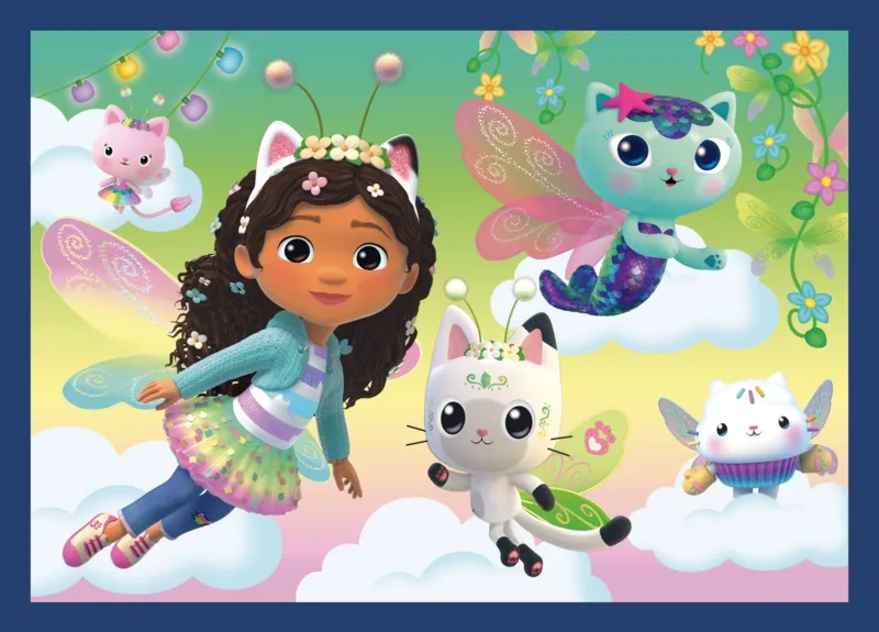 4 Puzzles - Playful Cats + 1 Poster