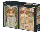 2 Puzzles - L'Art de Mucha : Rêverie, 1898 - Biscuits Lefèvre-Utile, 1896