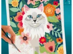 Peinture au Numéro - CréArt - Chat blanc et fleurs