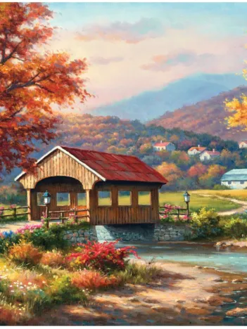 Produit Sung Kim - Fall at the Covered Bridge Image