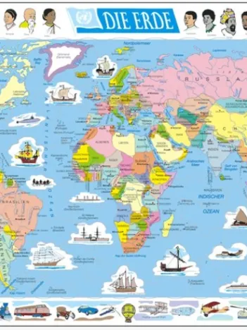 Produit Puzzle Cadre - Carte du Monde (en Allemand) Image
