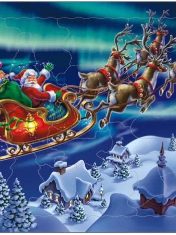 Produit Puzzle Cadre - Le Père Noël dans les Lumières Nordiques Image