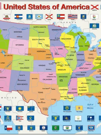Produit Puzzle Cadre - Carte des Etats-Unis (en Anglais) Image