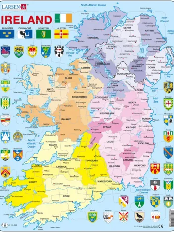 Produit Puzzle Cadre - Carte de l'Irlande (en Anglais) Image