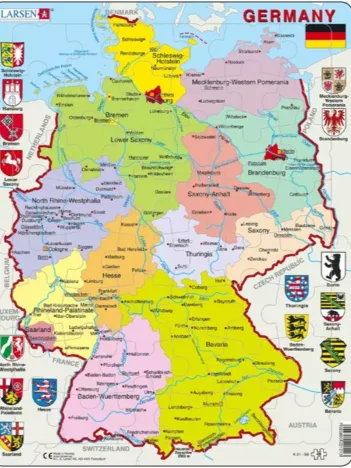 Produit Puzzle Cadre - Carte de l'Allemagne (en Anglais) Image