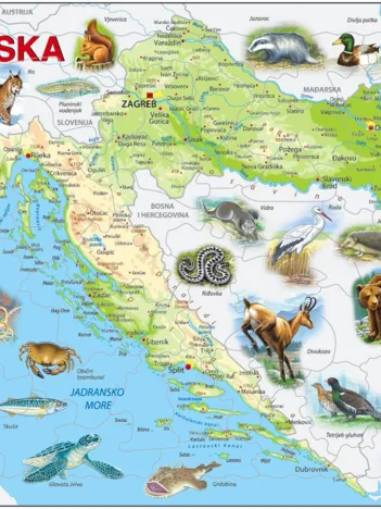 Produit Puzzle Cadre - Carte de la Croatie et de ses Animaux (en Croate) Image
