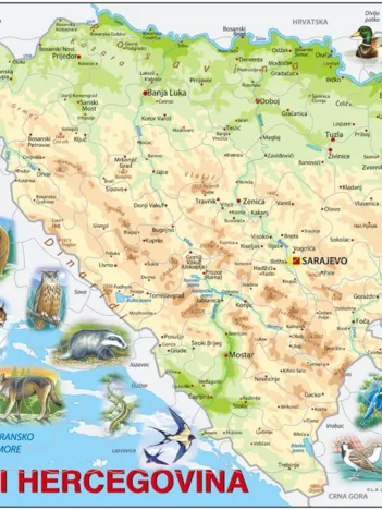 Produit Puzzle Cadre - Carte de Bosnie Herzégovine avec ses Animaux (en langue Bosniaque) Image