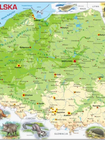 Produit Puzzle Cadre - Carte de la Pologne et ses Animaux (en Polonais) Image